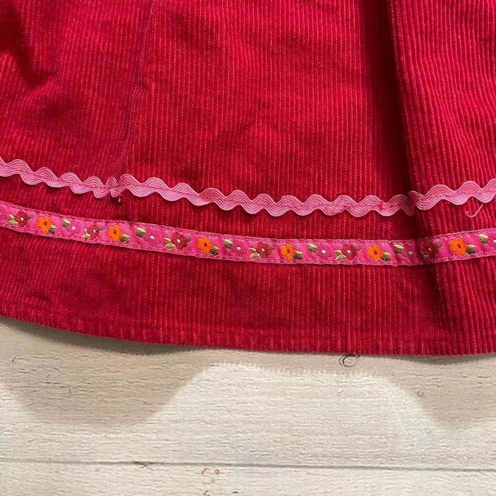 Gymboree Baby Girl Clothes Peruvian Doll Red‎ Corduroy Jumper Dress 18/24 months